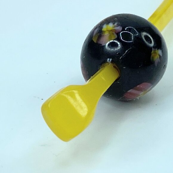Japanese Tama Kanzashi 150mm Blacken Painted in vermilion Hair ornament GS521
